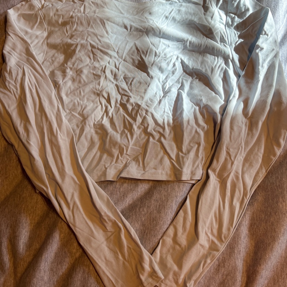 Divided White Long Sleeve Crop Top